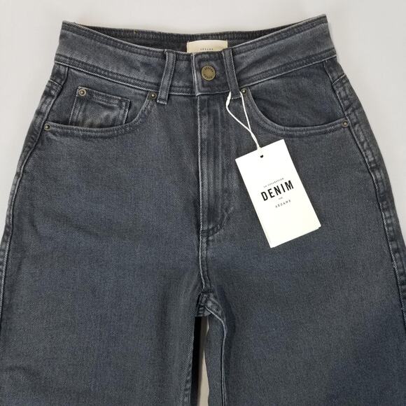 Sezane Jeans Womens US 2 FR 34 Gray Le Crop High Rise Wide Leg Denim Pants NWOT - Picture 3 of 12